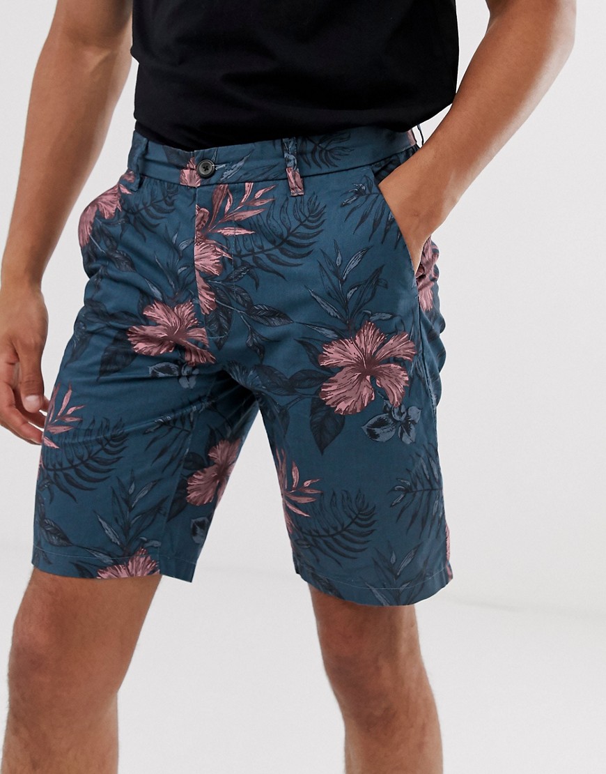 Burton Menswear - Pantaloncini con stampa a fiori-Rosa
