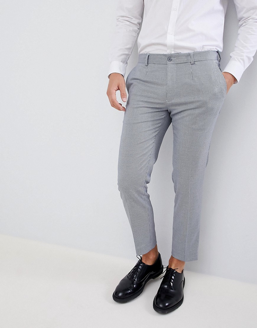 Burton Menswear - Pantaloni eleganti cropped grigio a quadri