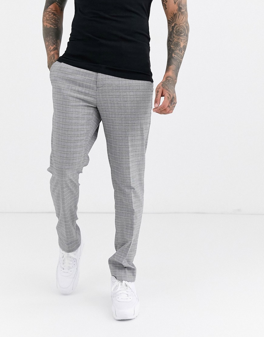 Burton Menswear - Pantaloni skinny eleganti grigi a quadretti-Grigio