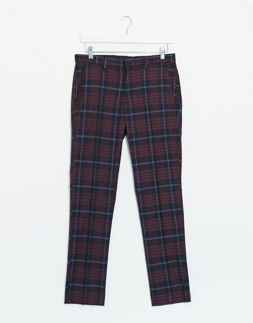 Burton Menswear - Pantaloni skinny rosso scozzese