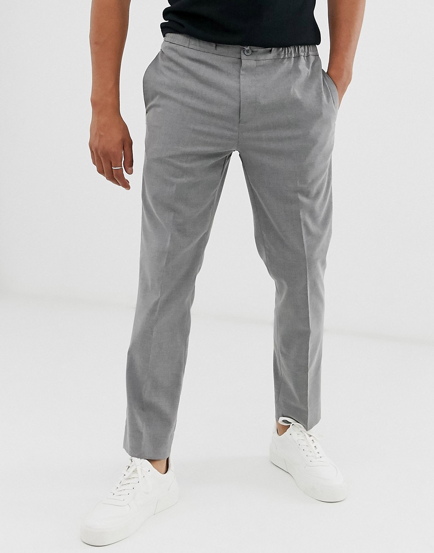 Burton Menswear - Pantaloni slim con coulisse grigi-Grigio