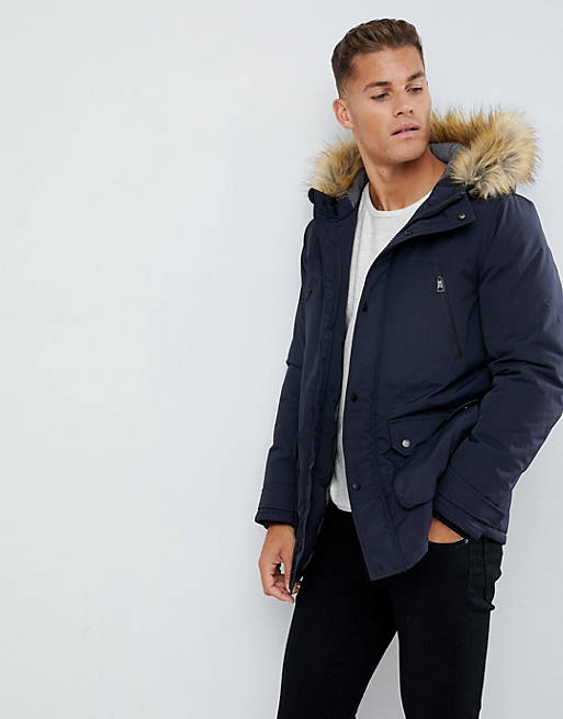 Burton Menswear parka jacket in navy | ASOS