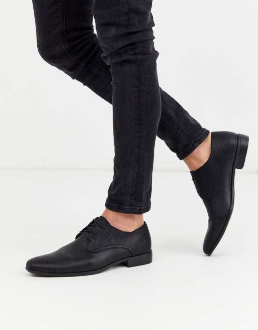 Burton Menswear perforated derby shoes in black ASOS