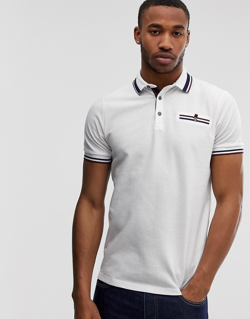 Burton Menswear - Polo a maniche corte bianca con bordi a contrasto-Bianco