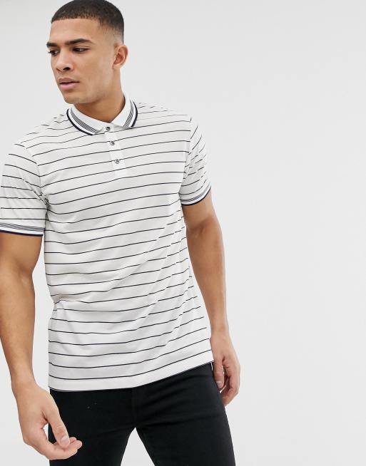 Burton Menswear polo in ecru and navy stripe ASOS