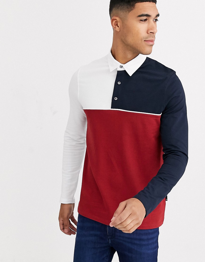 Burton Menswear - Polo met rode kleurvlakken-Rood