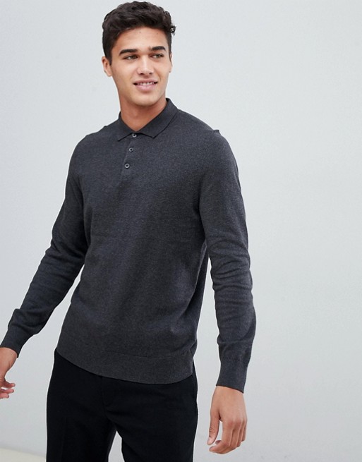 Burton Menswear polo neck jumper in grey | ASOS