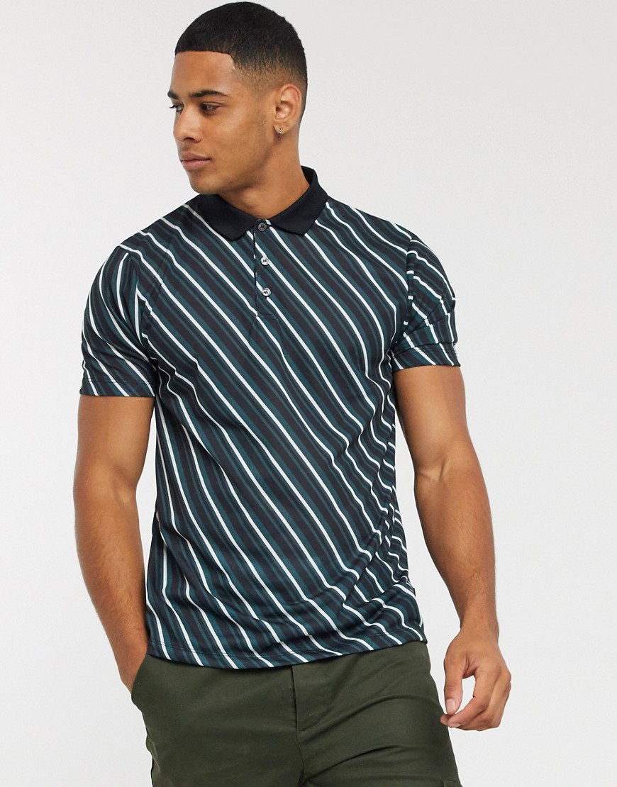 Burton Menswear - Poloshirt met diagonale strepen in marineblauw