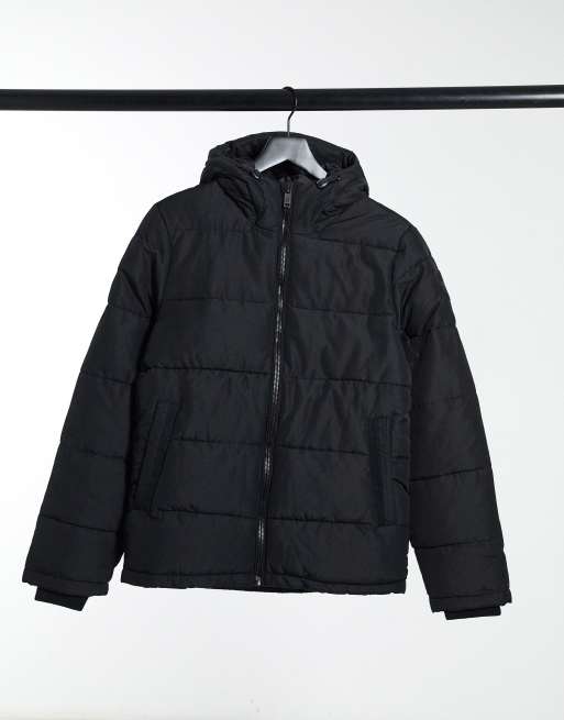 Burton Menswear puffer jacket in black BLACK