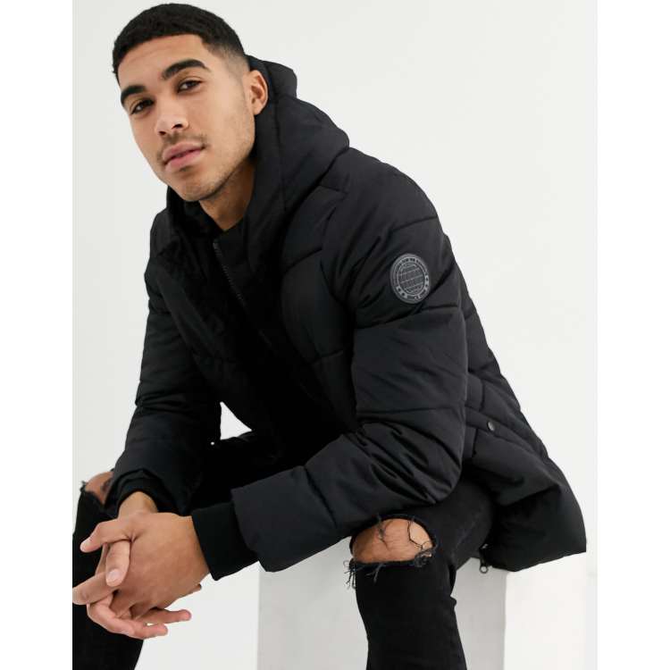 Burton Menswear puffer jacket in black ASOS