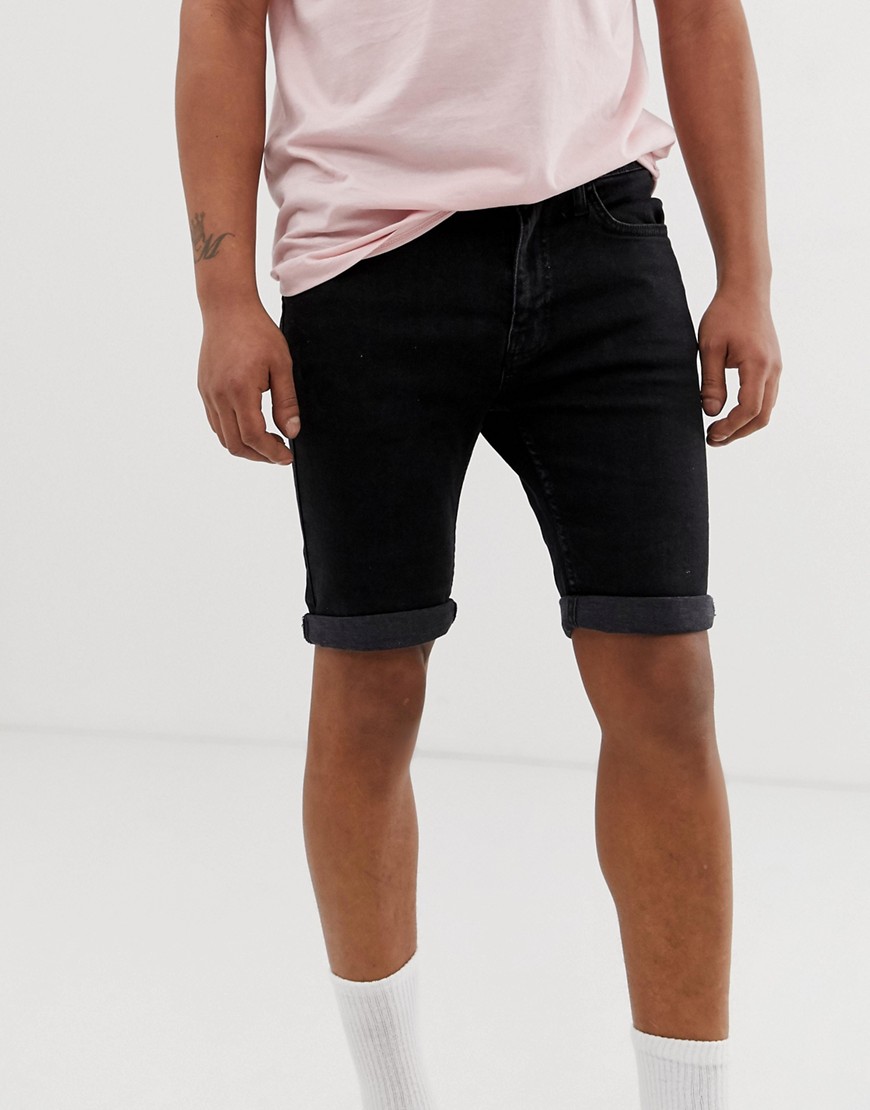 Burton Menswear regular fit denim shorts in black wash