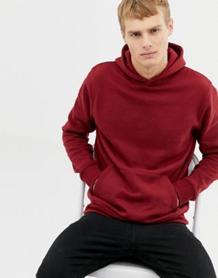 Burton Menswear – Röd huvtröja med ficka framtill