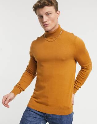 mustard roll neck jumper mens