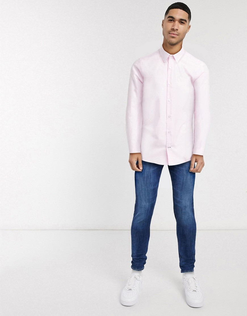 Burton Menswear – Rosa, formell skjorta med extra smal passform