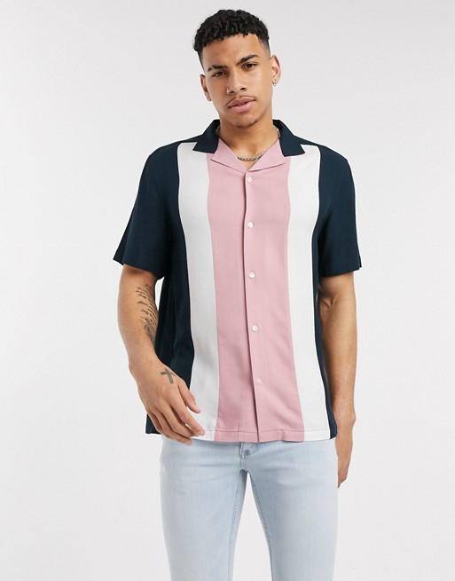 Burton Menswear – RÓżowa koszula ze wzorem z blokami kolorÓw WXNC