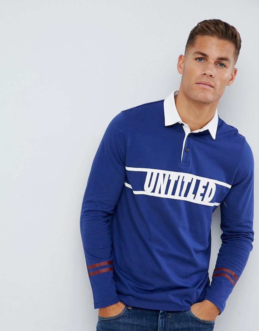 Burton Menswear - Rugbyshirt met lange mouwen in blauw