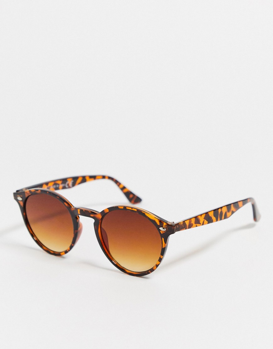 Burton Menswear — Runde solbriller i skildpaddeskjold-Brun