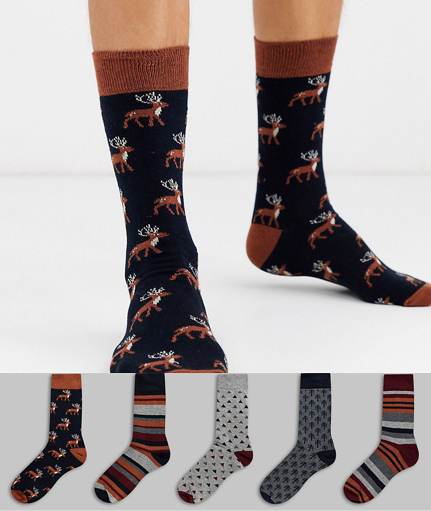Burton Menswear - Set van 5 paar sokken met print-Multi