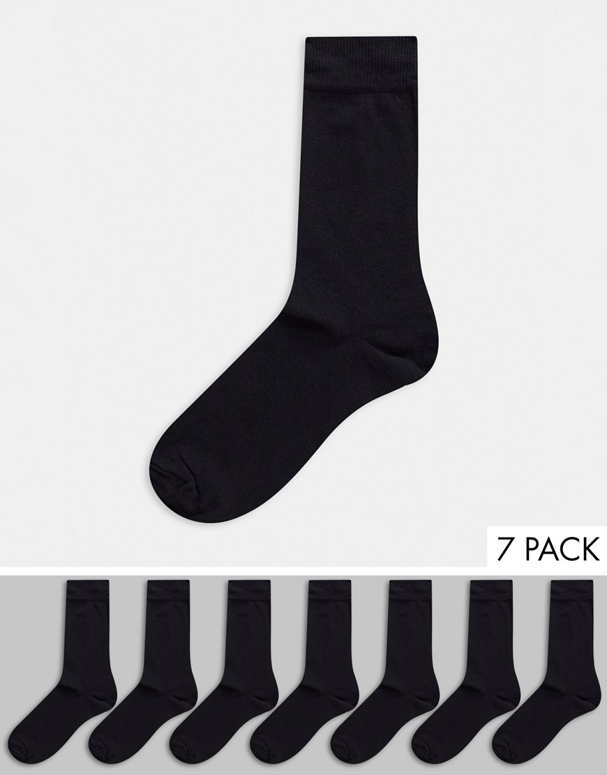 Burton Menswear - Set van 7 paar zwarte sokken