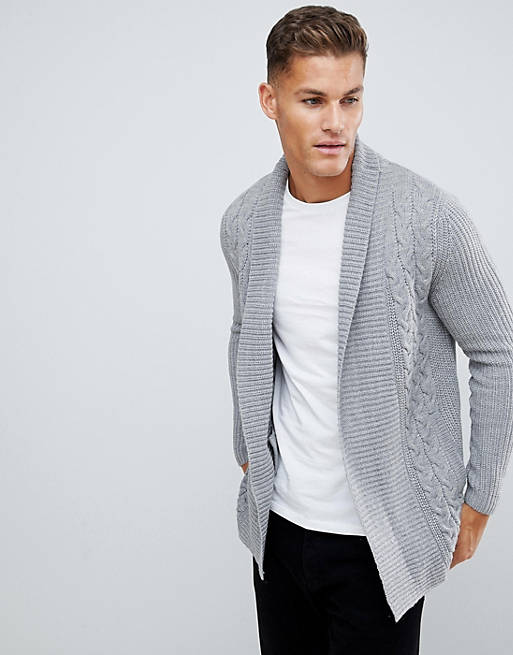 Burton Menswear shawl cardigan in light grey | ASOS