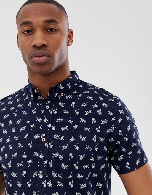 Burton Menswear shirt with print in navy | ASOS