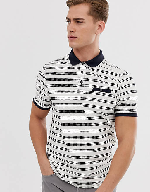 Burton Menswear short sleeve striped polo shirt in navy | ASOS