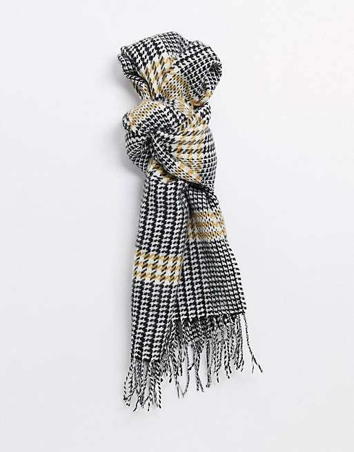 Burton Menswear - Sjaal in zwart-witte pied-de-poule