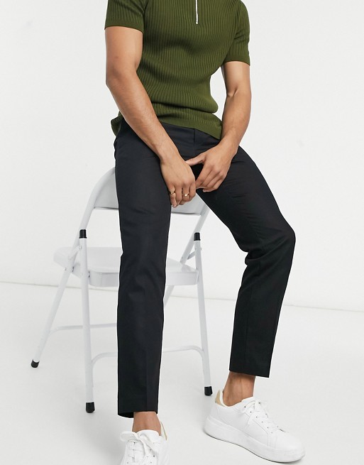 Burton Menswear skinny cropped trousers in black