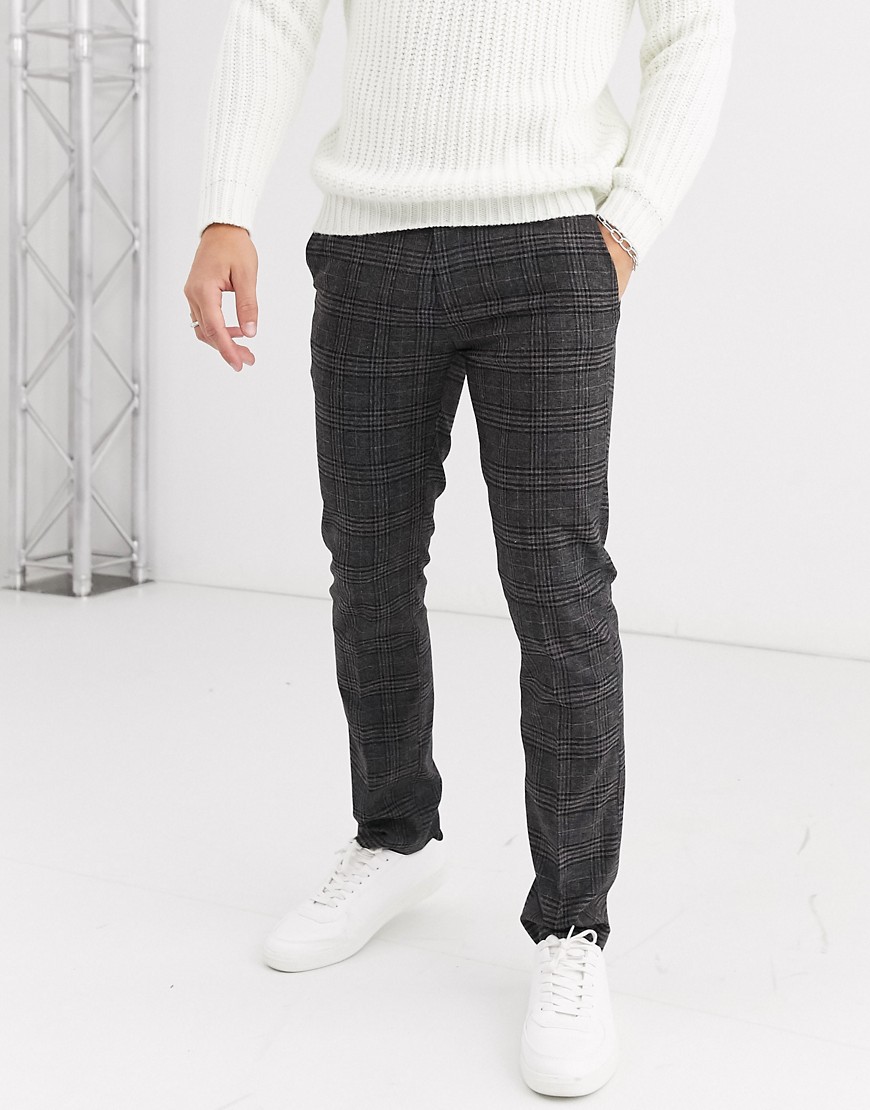 Burton Menswear - Skinny-fit broek in grijze ruit-Grijs