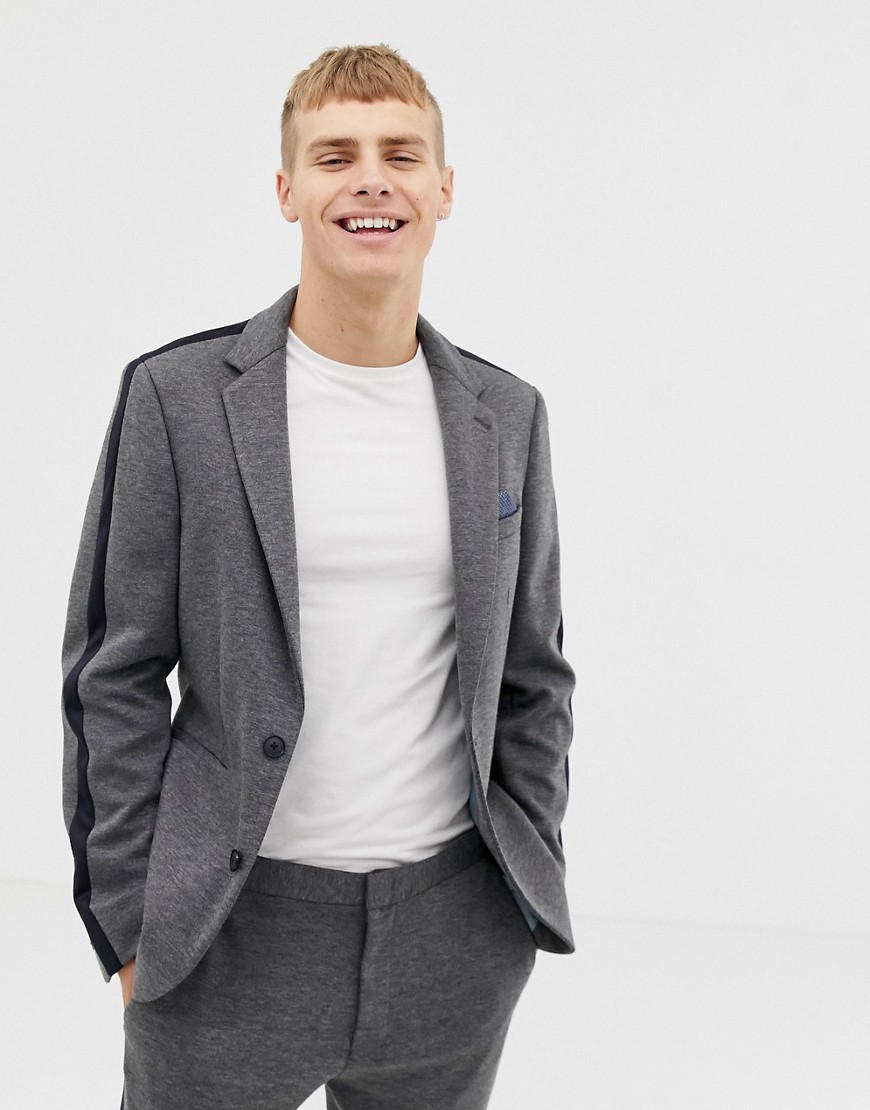 Burton Menswear - Skinny-fit colbert met zijstrepen in grijs