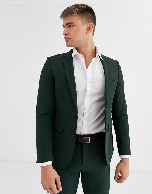 Burton Menswear skinny fit jacket in green