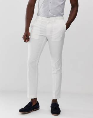 skinny fit linen trousers