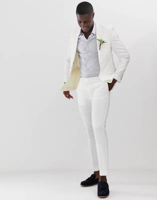 skinny fit linen trousers