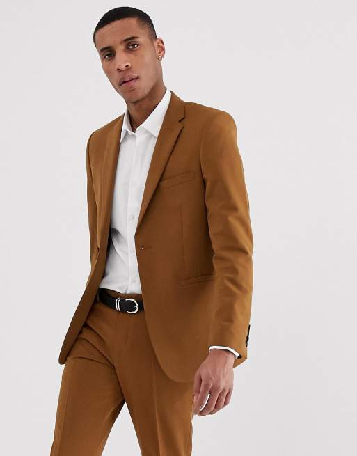 Burton Menswear skinny fit stretch suit in gold, 2 of 3