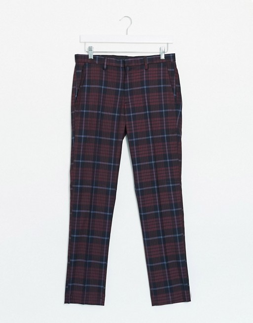Burton Menswear skinny fit trousers in red tartan