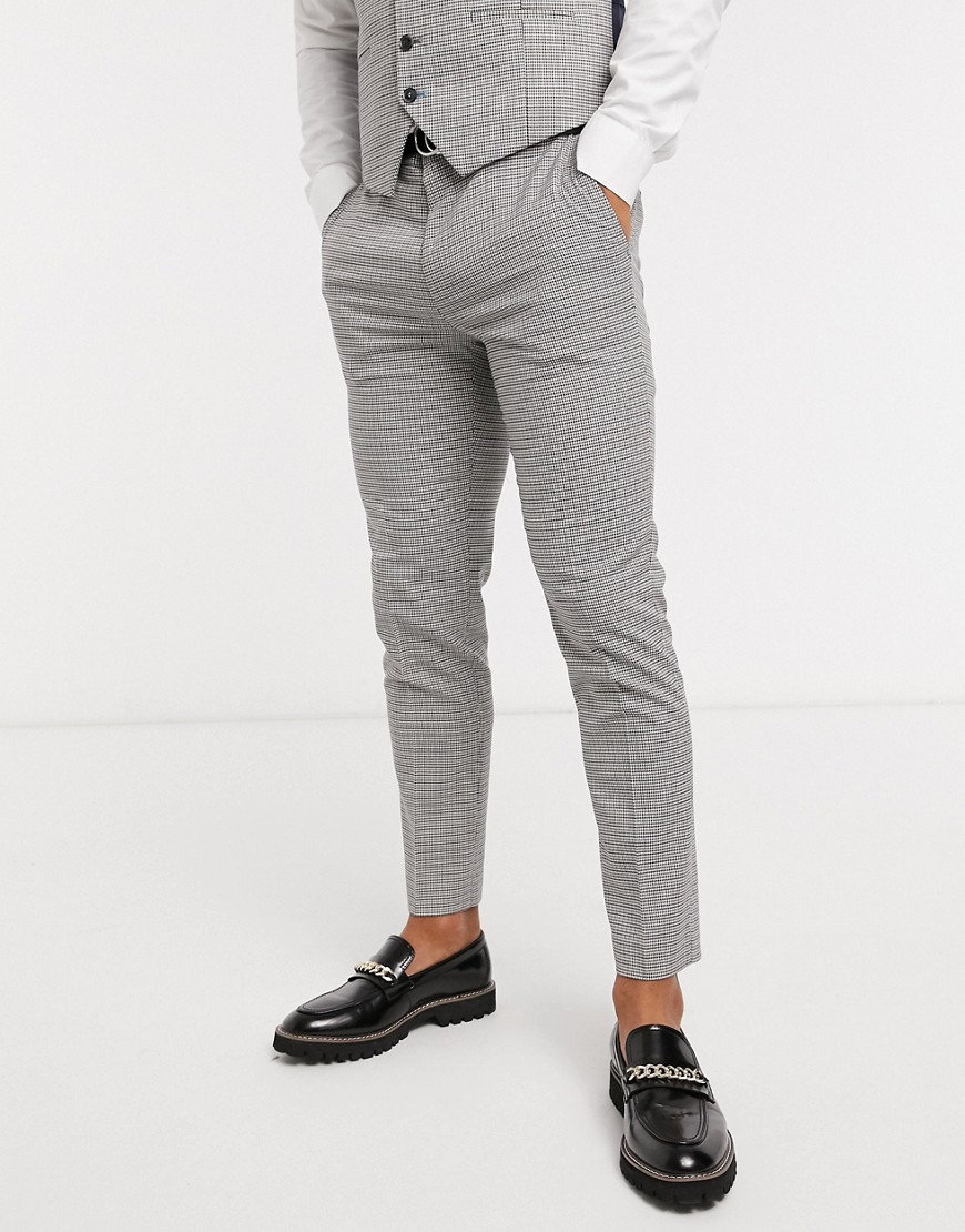 Burton Menswear - Skinny pantalons van pied-de-poule in bruin