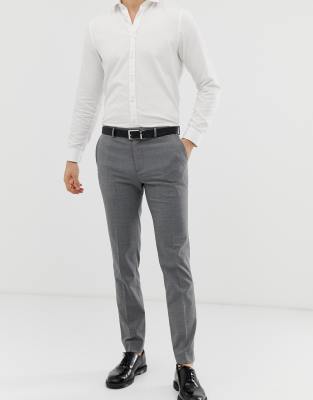 white dress shirt and grey pants