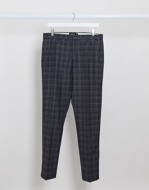 Burton Menswear skinny smart trousers in blue tartan