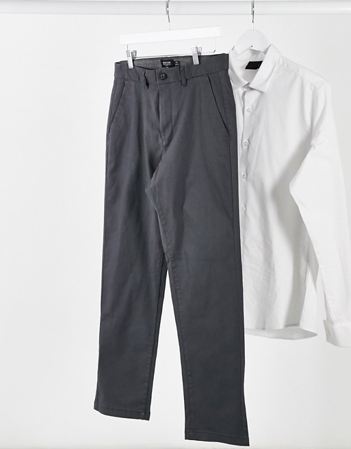 Burton Menswear skinny stretch chinos in charcoal - GREY