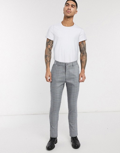 Burton Menswear skinny trousers in grey check