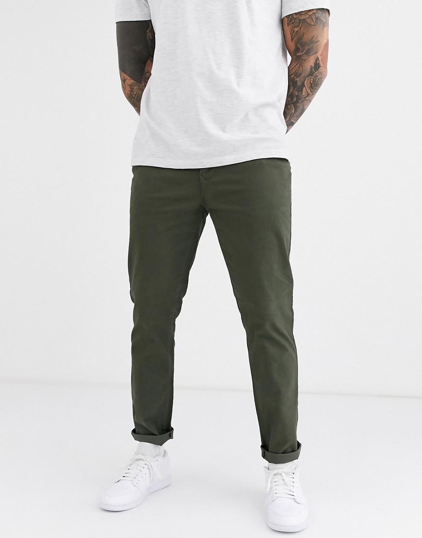 Burton Menswear slim chinos in khaki-Green