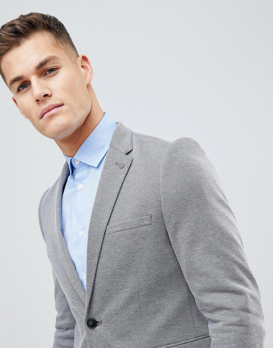 Burton Menswear - Slim-fit grijze blazer-Grijs