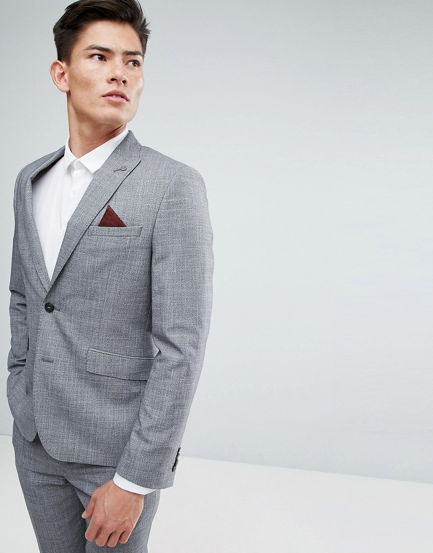 Burton Menswear Slim Suit Jacket In Grey Check
