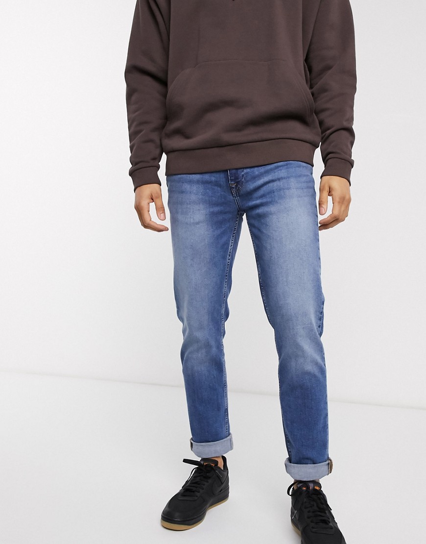 Burton Menswear - Smalle jeans in blauw met wassing