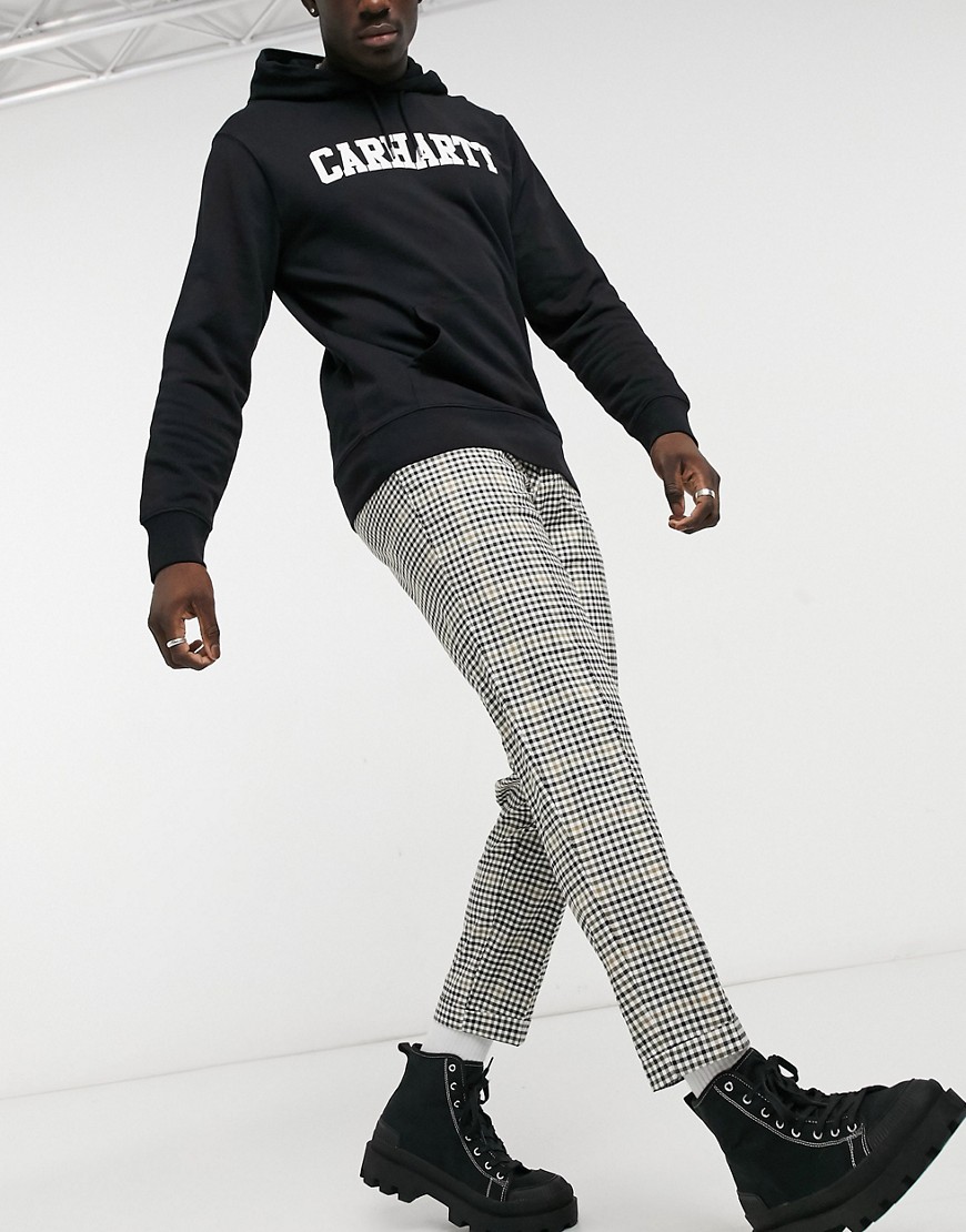 Burton Menswear - Smaltoelopende crop broek met mini ruiten in multi-Verschillende kleuren