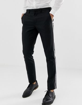 Burton Menswear - Smokingpantalon met een gekleurd randje in wit