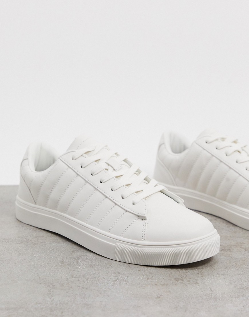 Burton Menswear - Sneakers bianche con dettaglio trapuntato-Bianco