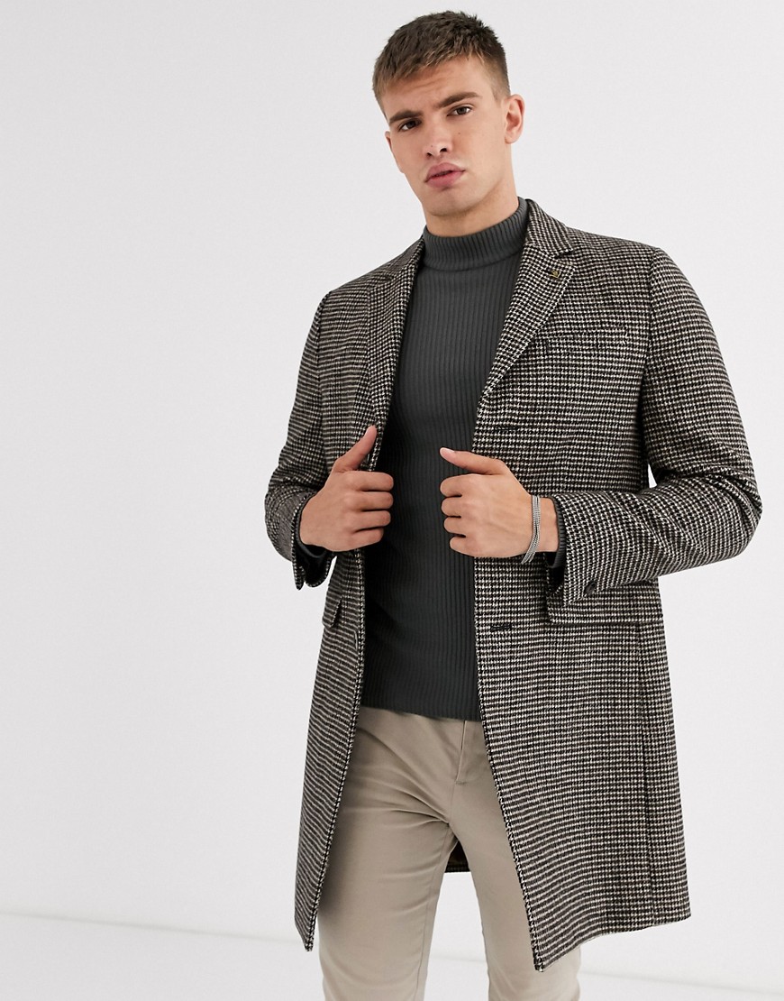 Burton Menswear - Soprabito di lana marrone a quadri