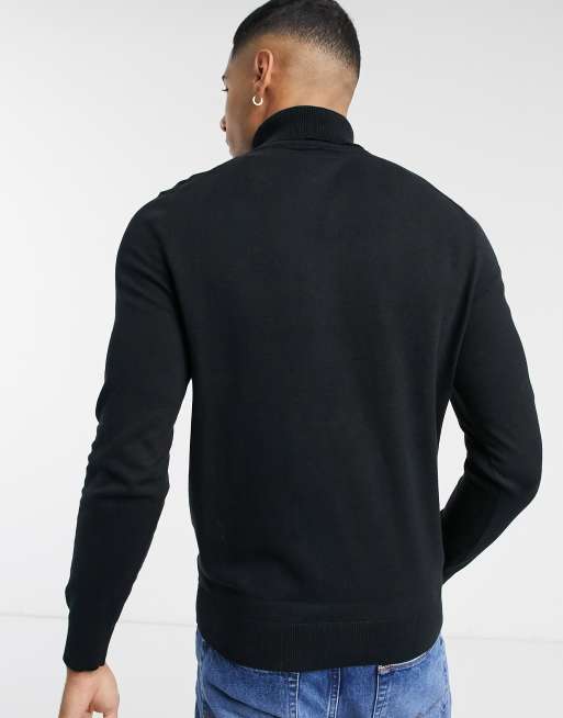 Burton Menswear – Strickpullover aus Baumwollmix in Schwarz mit Rollkragen - BLACK, 2 von 4