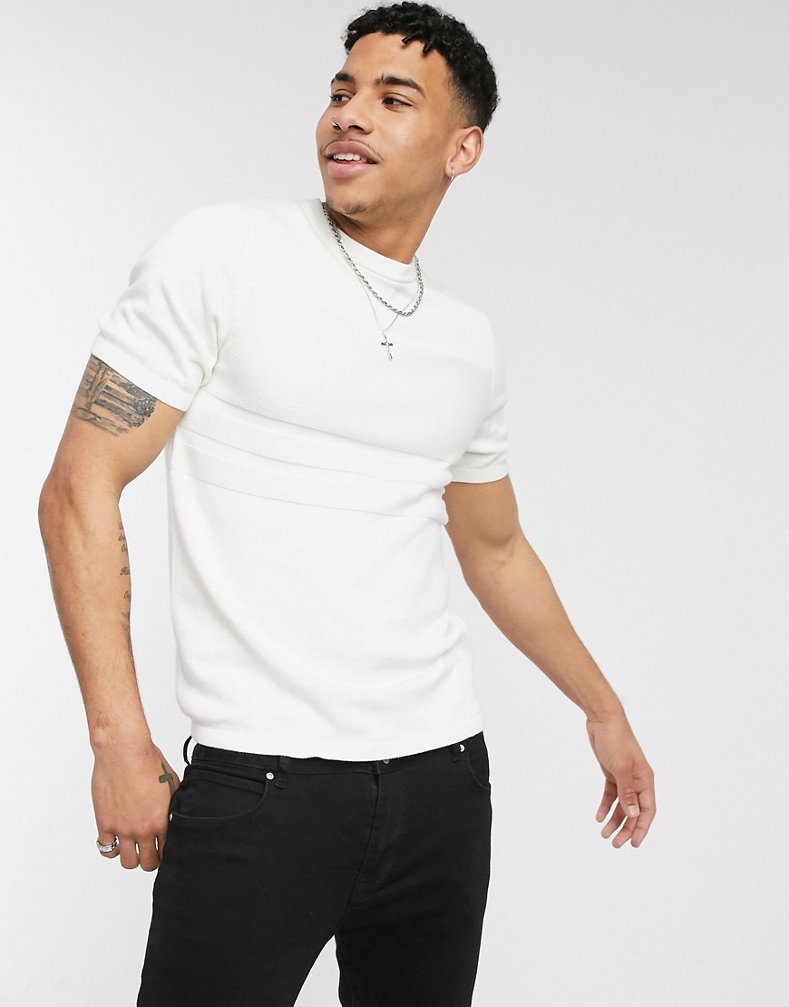 Burton Menswear - strikket ecru-farvet t-shirt-Hvid